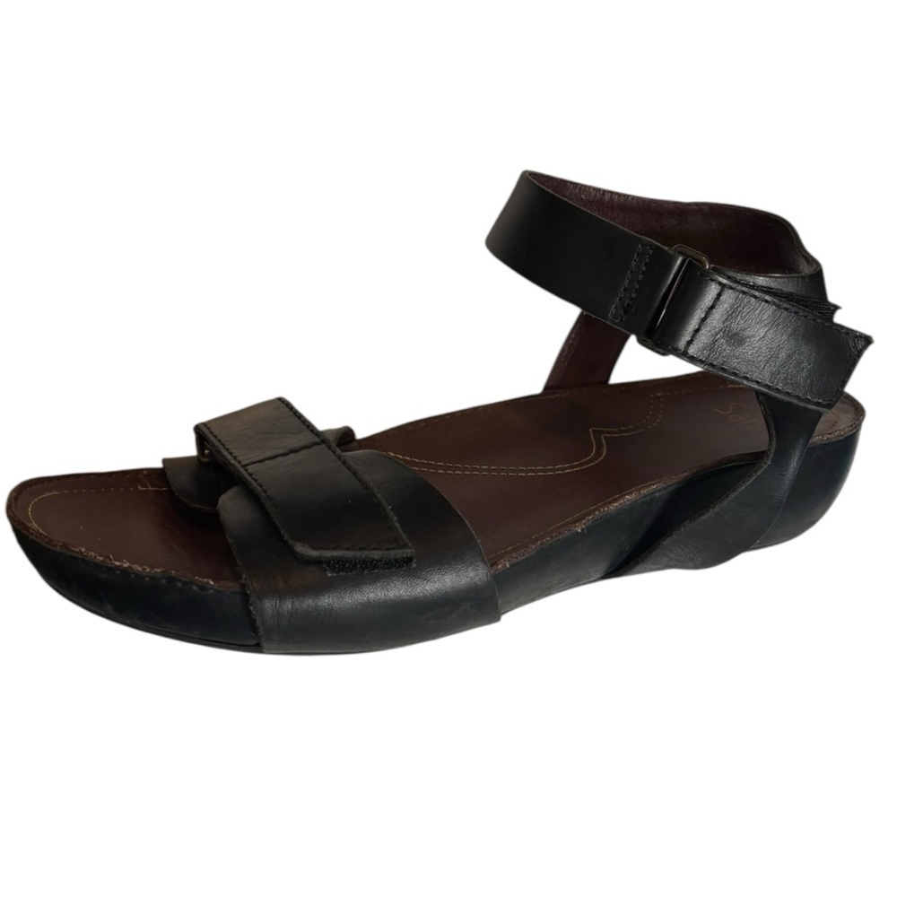Sanita Black Leather Sandals Size 10 Ankle Strap Ope Toe Sandals